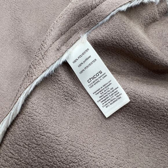 Chico's Faux Suede Brown Beige Patchwork Vest Size 2 - Picture 6 of 11